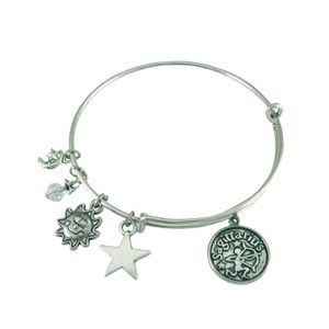 Expandable Silver Zodiac Sagittarius Wire Bangle